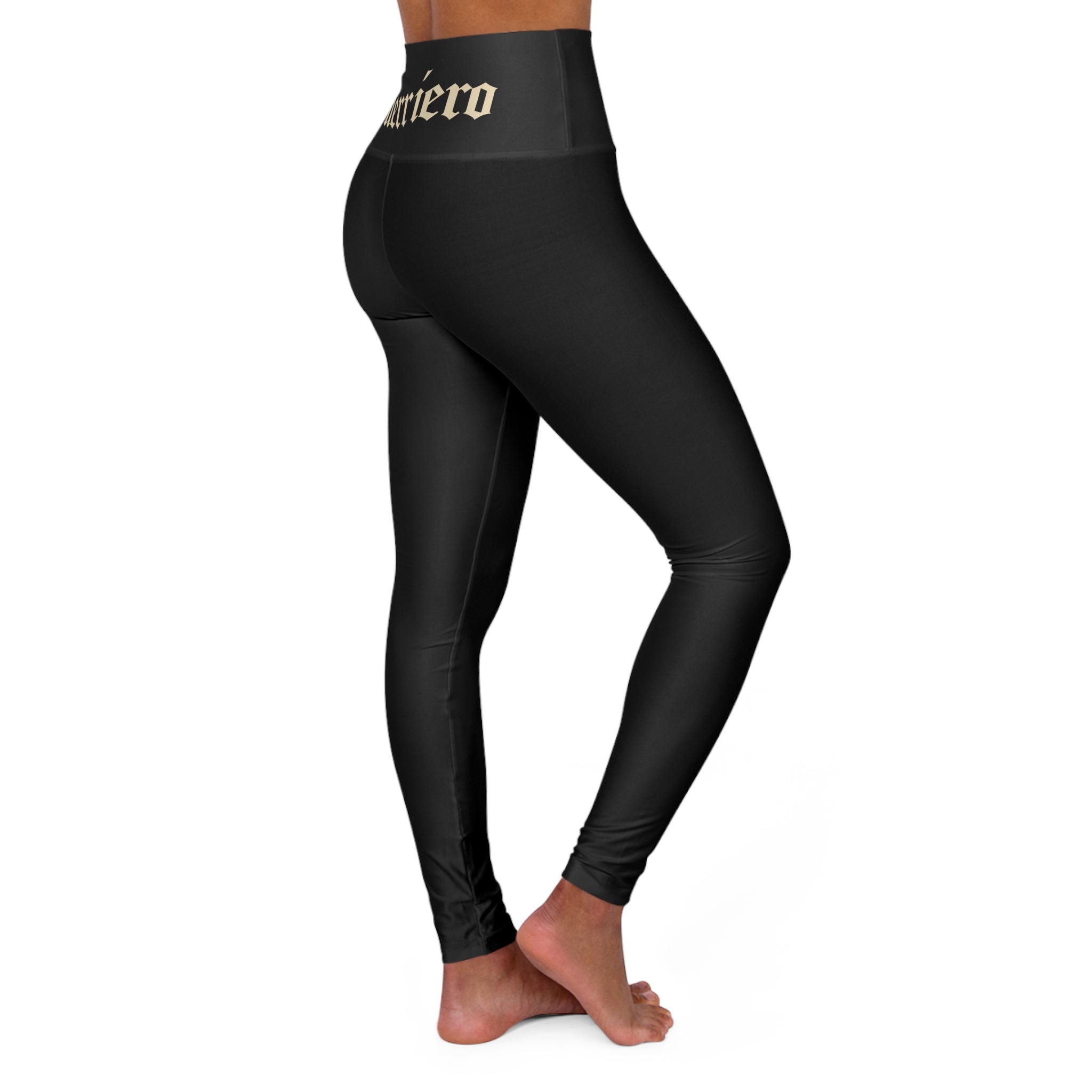 Guerriero OG PRIMO High-Waisted Yoga Leggings — Minimal Black with Italian Flag Accent & Compass Emblem