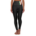 Guerriero OG PRIMO High-Waisted Yoga Leggings — Minimal Black with Italian Flag Accent & Compass Emblem